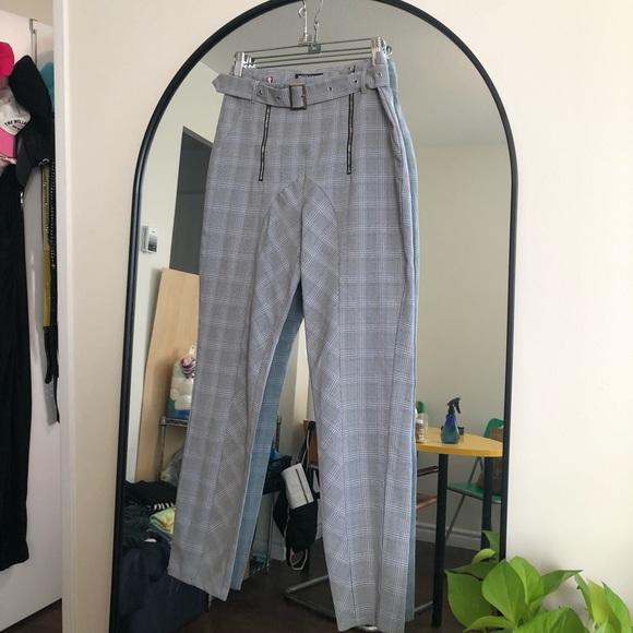 Nasty Gal Grey Plaid Moto Pants - Picture 2 of 5